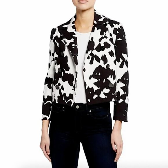 Diane Von Furstenberg Macie Cropped Animal Print Pony Ivory Blazer Small Jacket - Picture 15 of 16